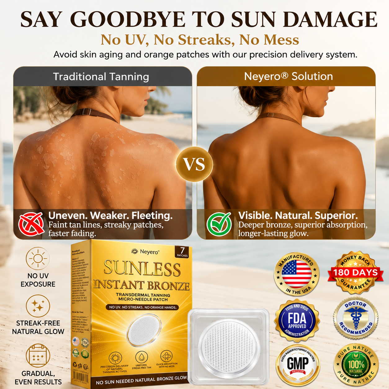 𝑶𝒇𝒇𝒊𝒄𝒊𝒂𝒍 𝑺𝒕𝒐𝒓𝒆 | ☀️☀️ Neyero® 𝐒𝐮𝐧𝐥𝐞𝐬𝐬 𝐈𝐧𝐬𝐭𝐚𝐧𝐭 𝐁𝐫𝐨𝐧𝐳𝐞 𝐓𝐚𝐧𝐧𝐢𝐧𝐠 𝐌𝐢𝐜𝐫𝐨𝐧𝐞𝐞𝐝𝐥𝐞 𝐏𝐚𝐭𝐜𝐡 🇺🇸 (𝐉𝐮𝐬𝐭 𝐨𝐧𝐜𝐞 𝐚 𝐝𝐚𝐲) 𝐕𝐢𝐬𝐢𝐛𝐥𝐞 𝐁𝐫𝐨𝐧𝐳𝐞 𝐆𝐥𝐨𝐰 𝐢𝐧 𝟕 𝐃𝐚𝐲𝐬 ✅ 𝐍𝐨 𝐔𝐕, 𝐍𝐨 𝐎𝐫𝐚𝐧𝐠𝐞, 𝐍𝐨 𝐒𝐭𝐫𝐞𝐚𝐤𝐬, 𝐍𝐨 𝐃𝐇𝐀, 𝐍𝐨 𝐌𝐞𝐬𝐬.